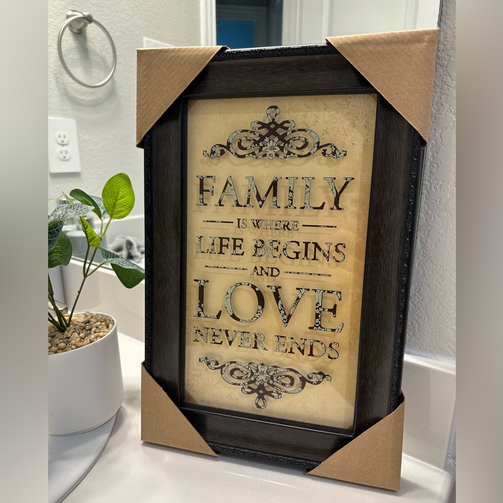 Family Quote Framed Shadow Home Decoration 14”x9”